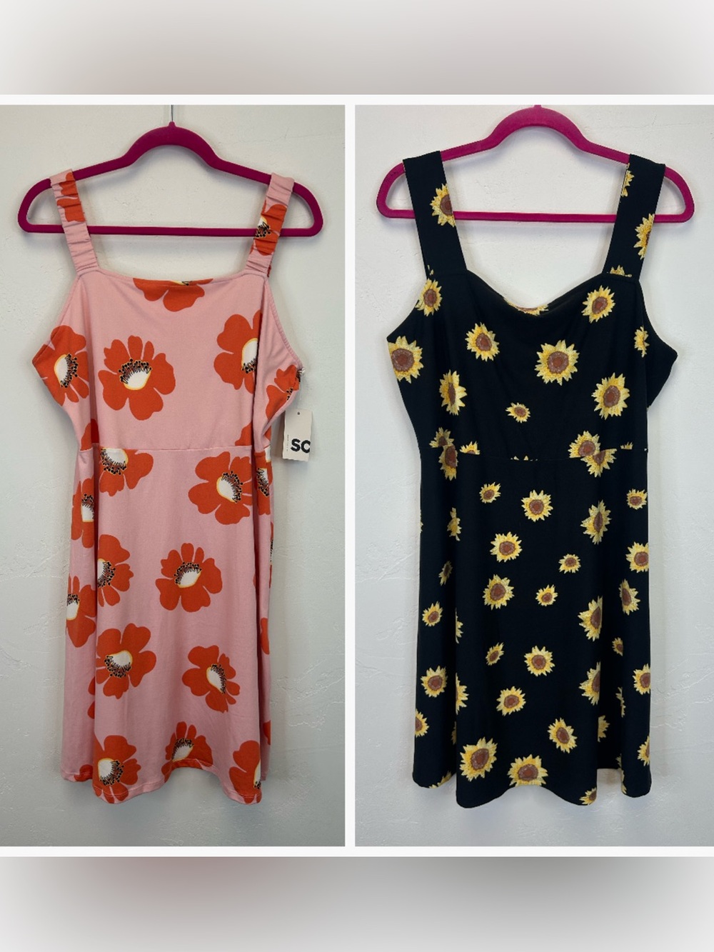 Floral Print Sunflower & Poppy Dresses Size XXL/1X Soft Comfortable Wide Straps